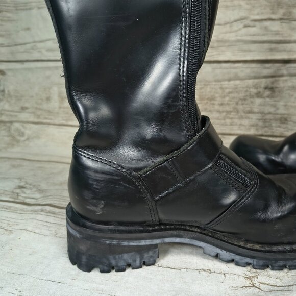 HARLEY DAVIDSON BOOTS- Vtg Biker Motorcycle Womens 6.5 Chunky 90s Black Leather - Picture 9 of 11